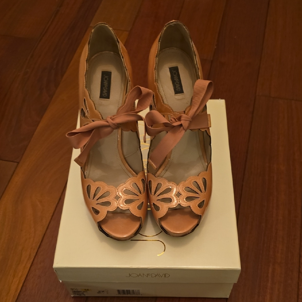 Joan & David Floral Cutout Heels with Bow